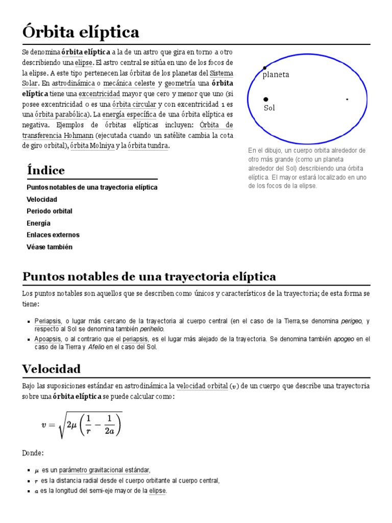 Características de la órbita elíptica | PDF | Orbita | Elipse
