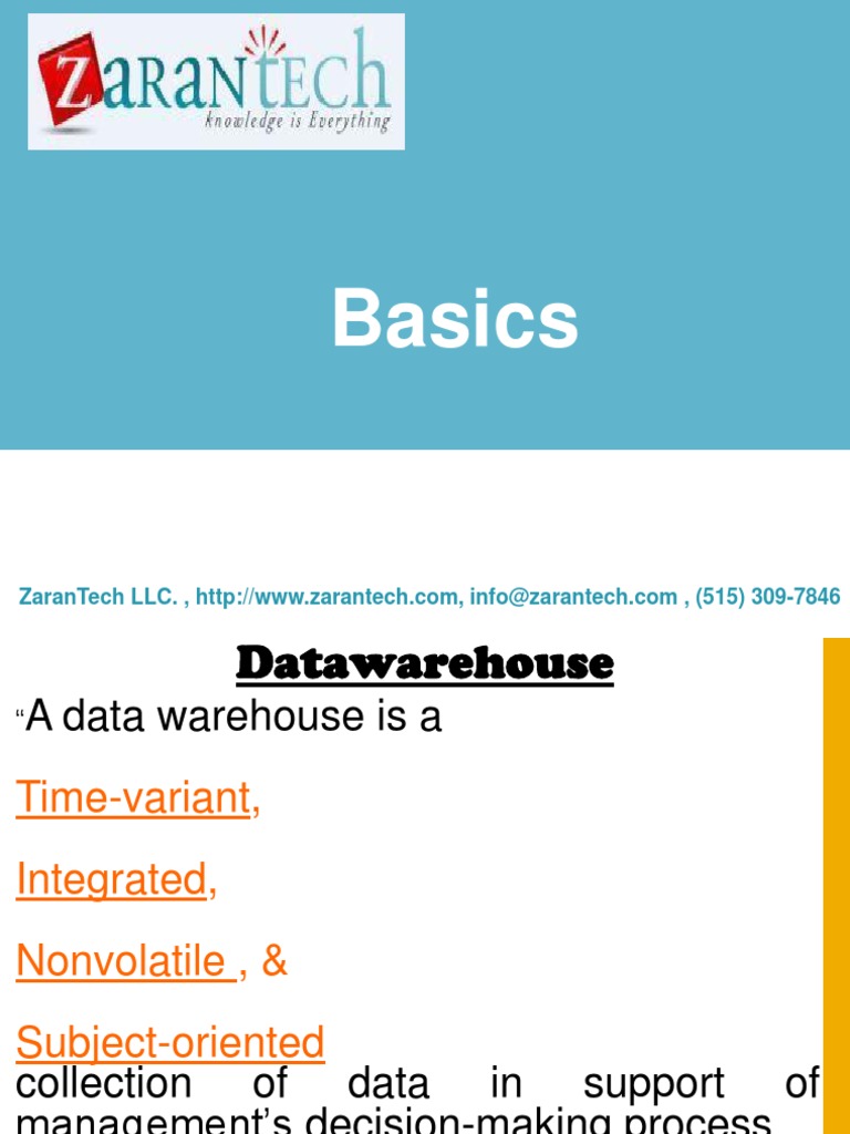 1 Basics PDF | PDF | Data Warehouse | Data Management