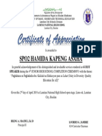 Certificate of Appreciation Sample
