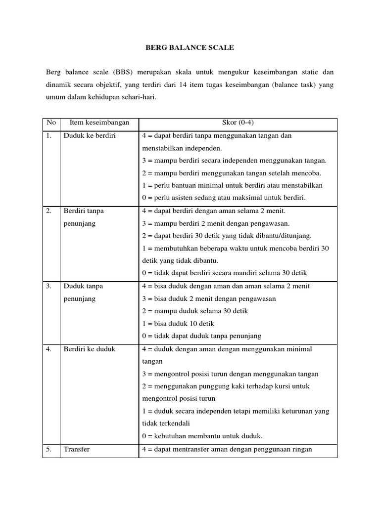 Berg Balance Scale PDF