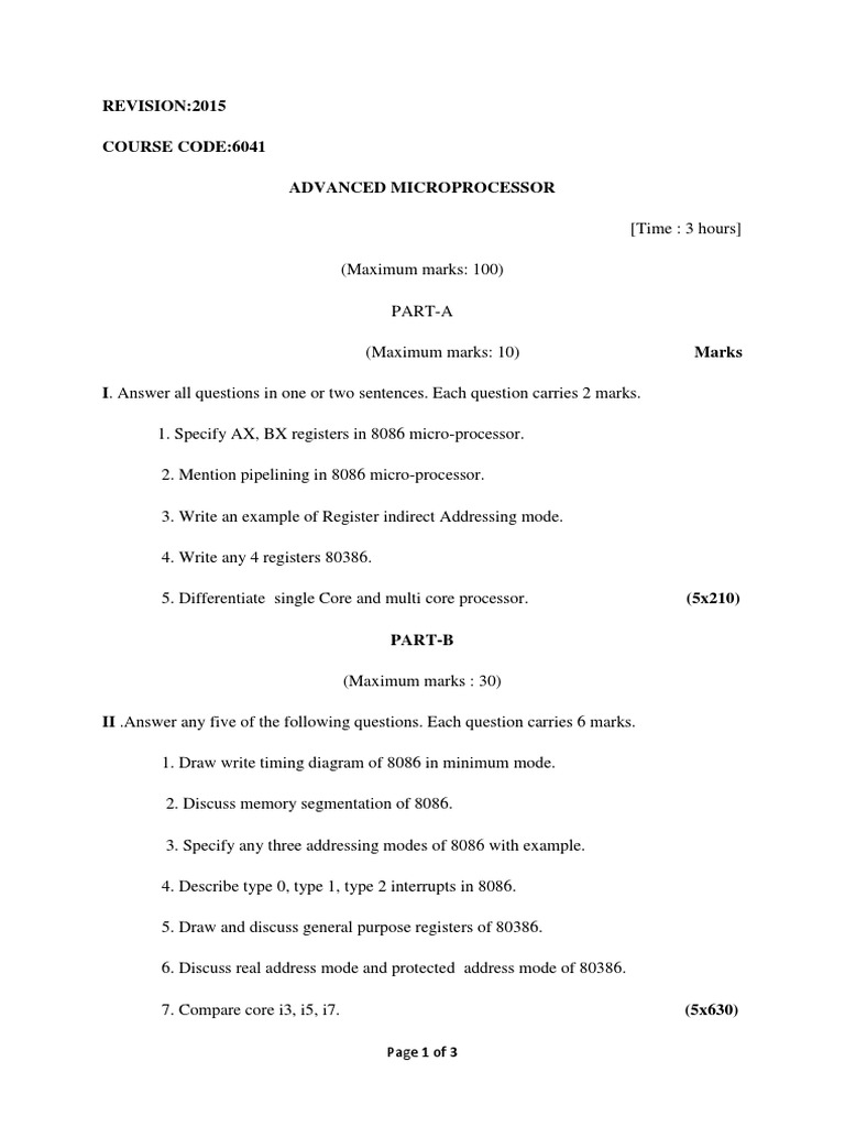 Advanced Microprocessor Exam Guide | PDF | Central Processing Unit ...