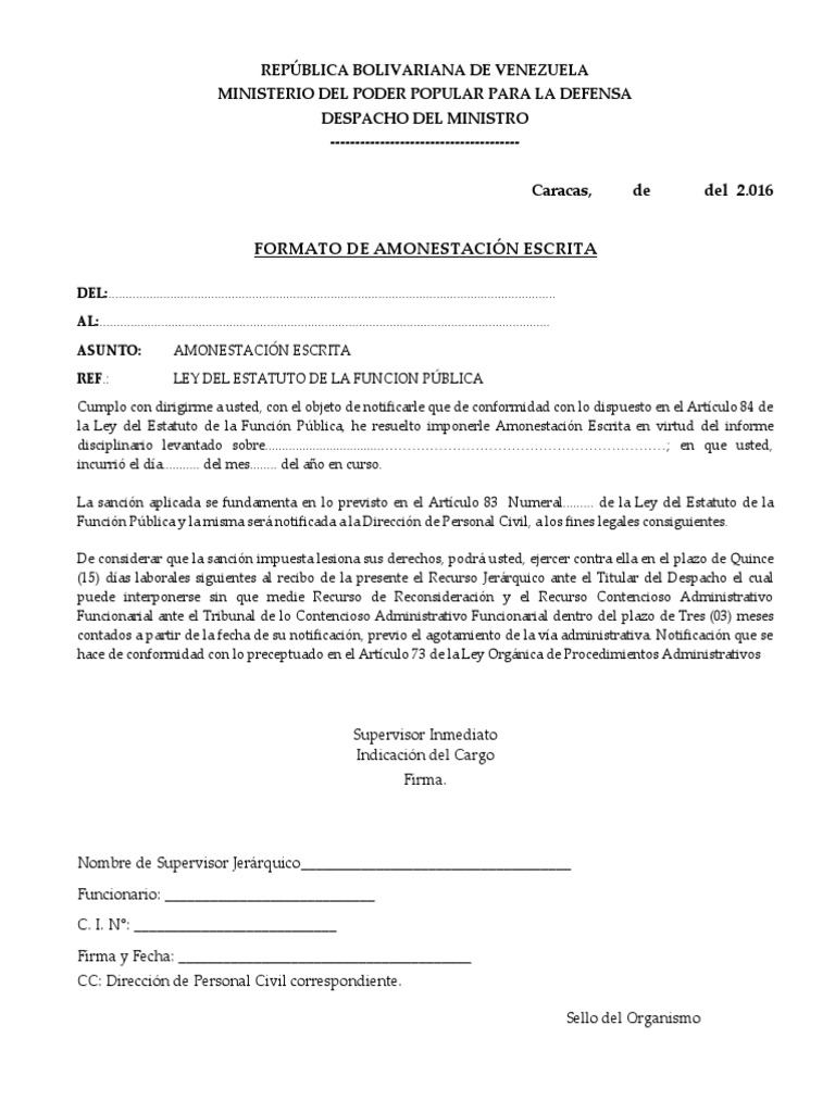 5.formato de Amonestacion Escrita PDF PDF Esfera pública Gobierno