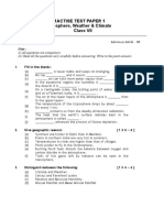 Practise Test Paper 1 Atmosphere, Weather & Climate Class VII