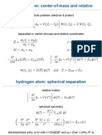 Hydrogen atom: Center-of-mass and relative 2-particle problem (electron & proton