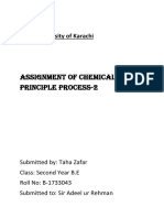 University of Karachi Chemical Principle Process Assignment
