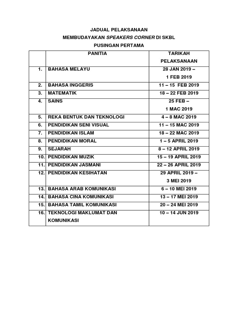Jadual Speaker's Corner PDF