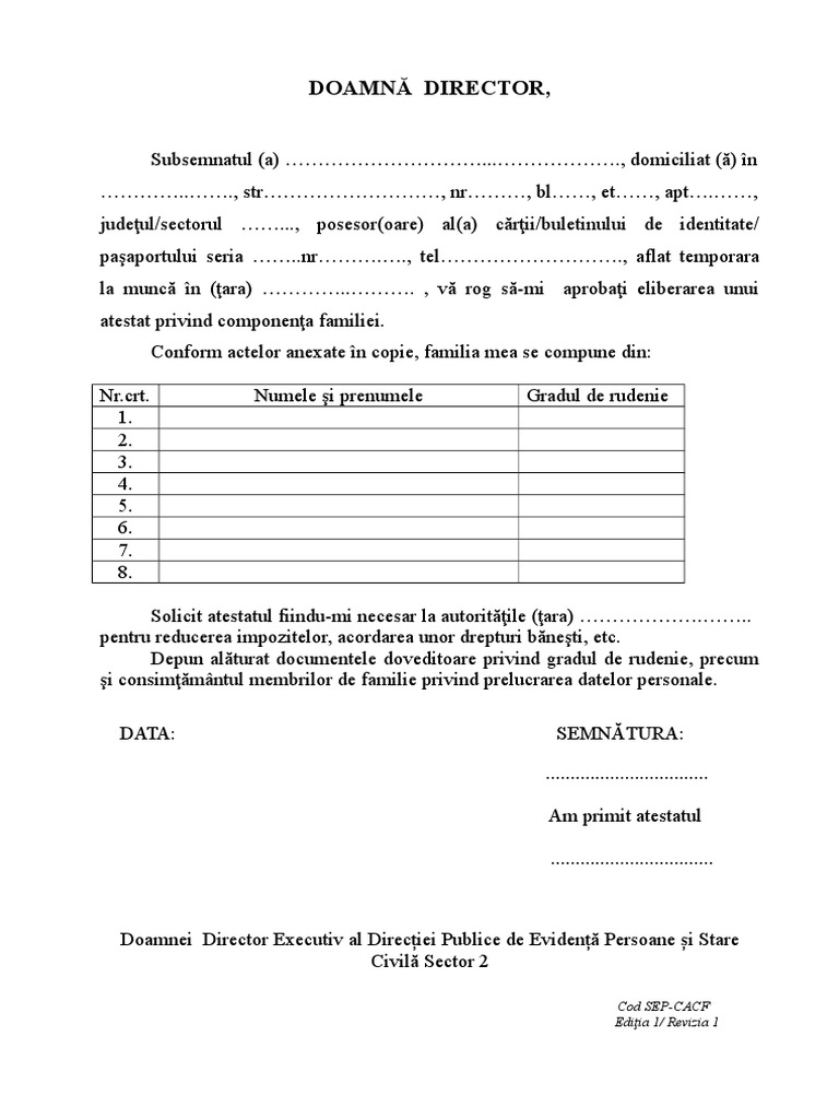 Cerere Completare Formular E401 | PDF