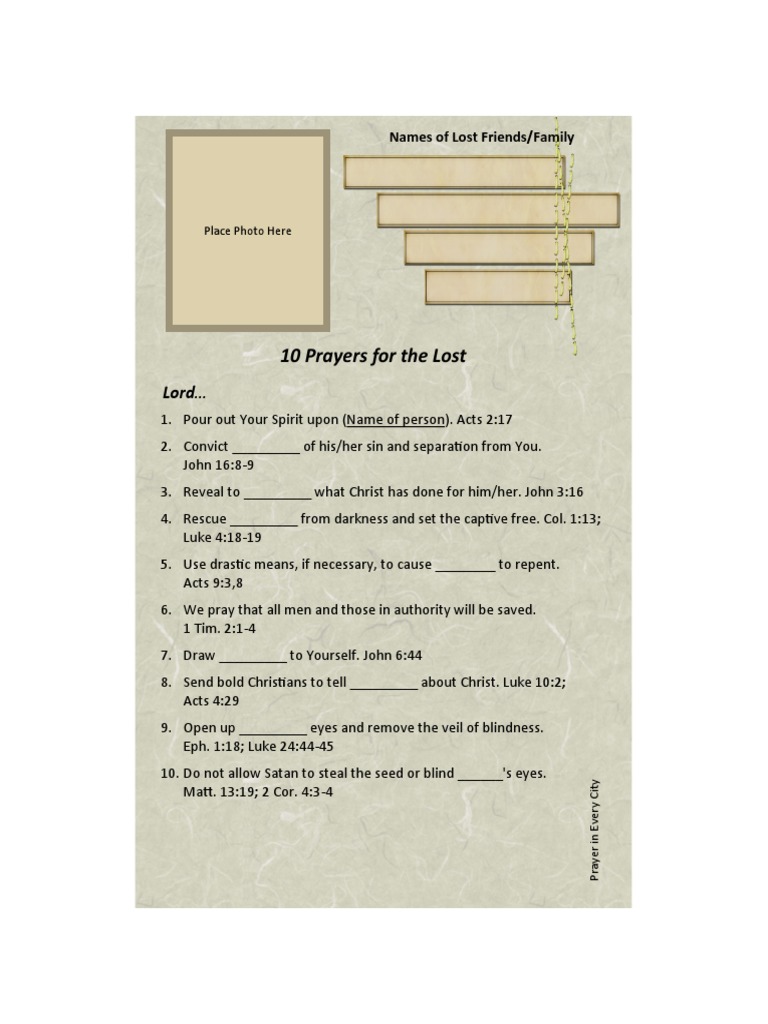 10 Prayers For The Lost | PDF | Christian Behaviour And Experience ...