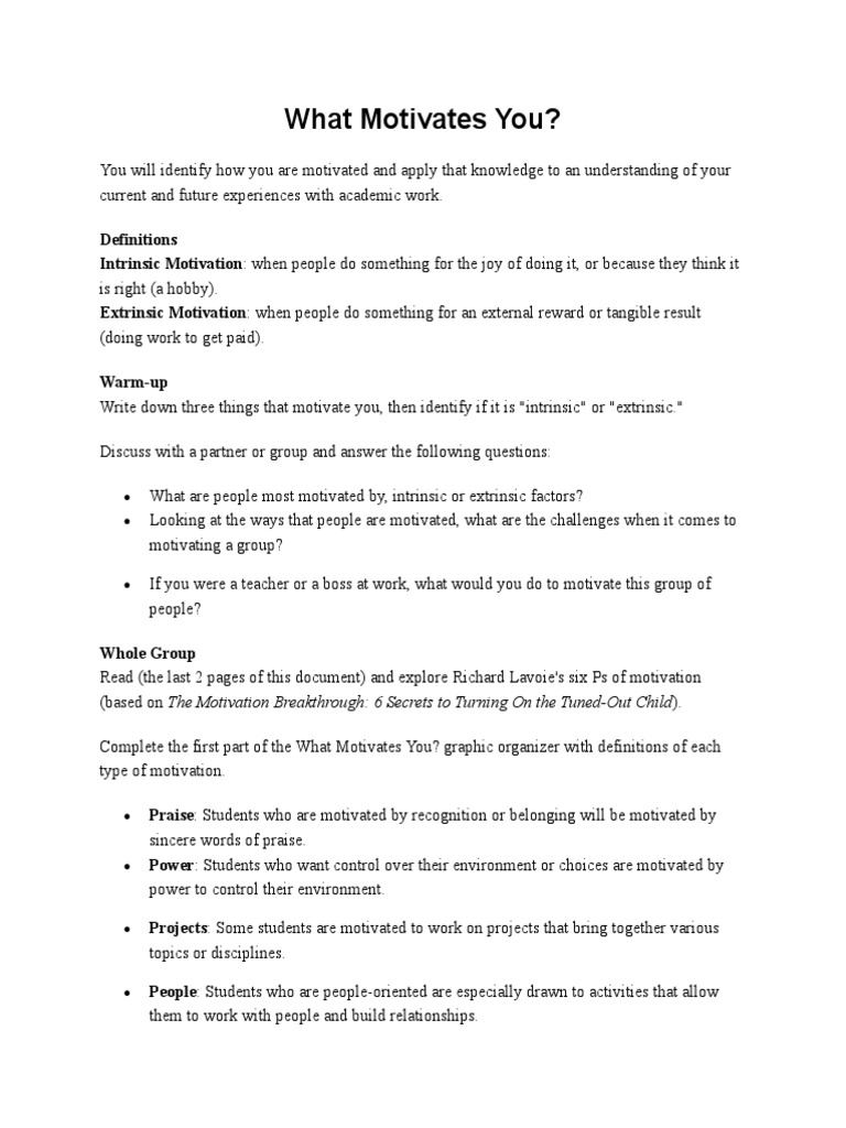 3What Motivates You PDF Motivation Motivational