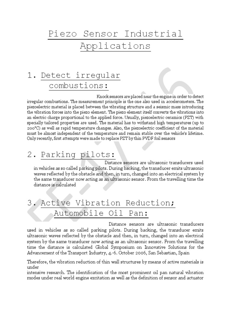 Applications of Piezoelectric Sensors in Industry and Medicine Circuit Diagram