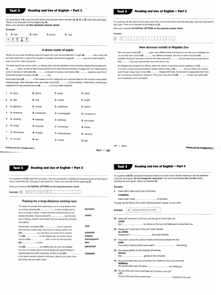First For Schools Test 3 PDF | PDF