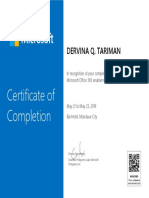 Dervina Tariman Microsoft Office 365 Certificate