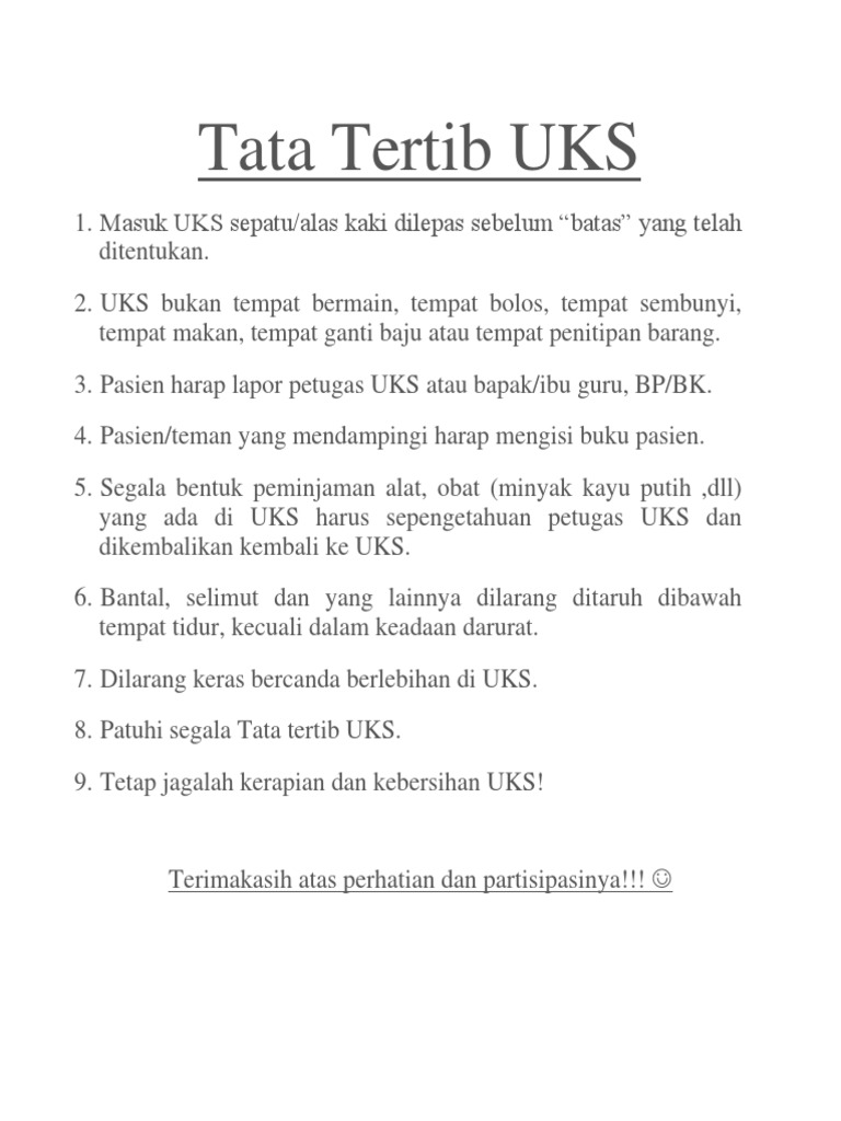 Tata Tertib UKS | PDF