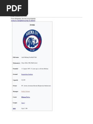 arema f c association football teams association football clubs scribd