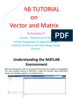 Matlab Tutorial On Vector and Matrix: DR - Anandan P