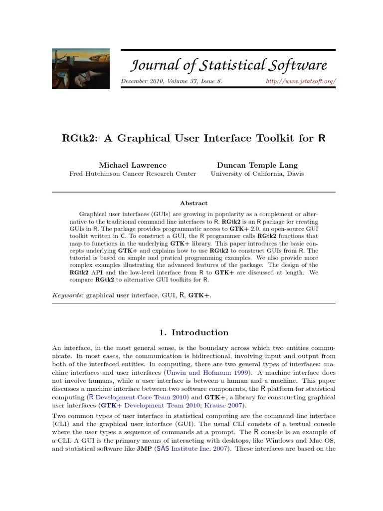 RGtk2: GUI Toolkit for R Programming | PDF | Widget (Gui) | Graphical ...