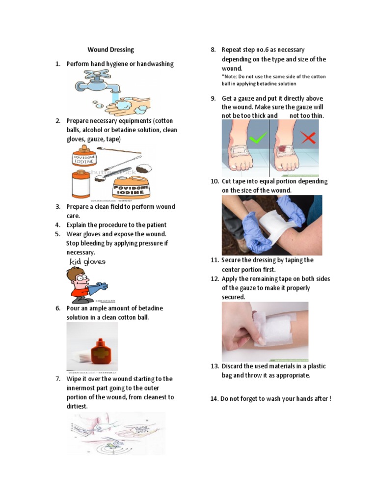 Wound Dressing: Note: Do Not Use The Same Side of The Cotton Ball in ...