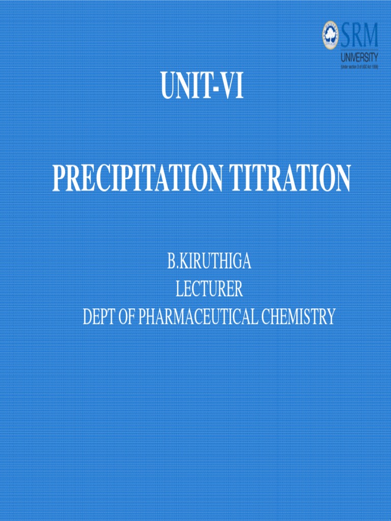 Precipitation Titration PDF Titration Chemistry