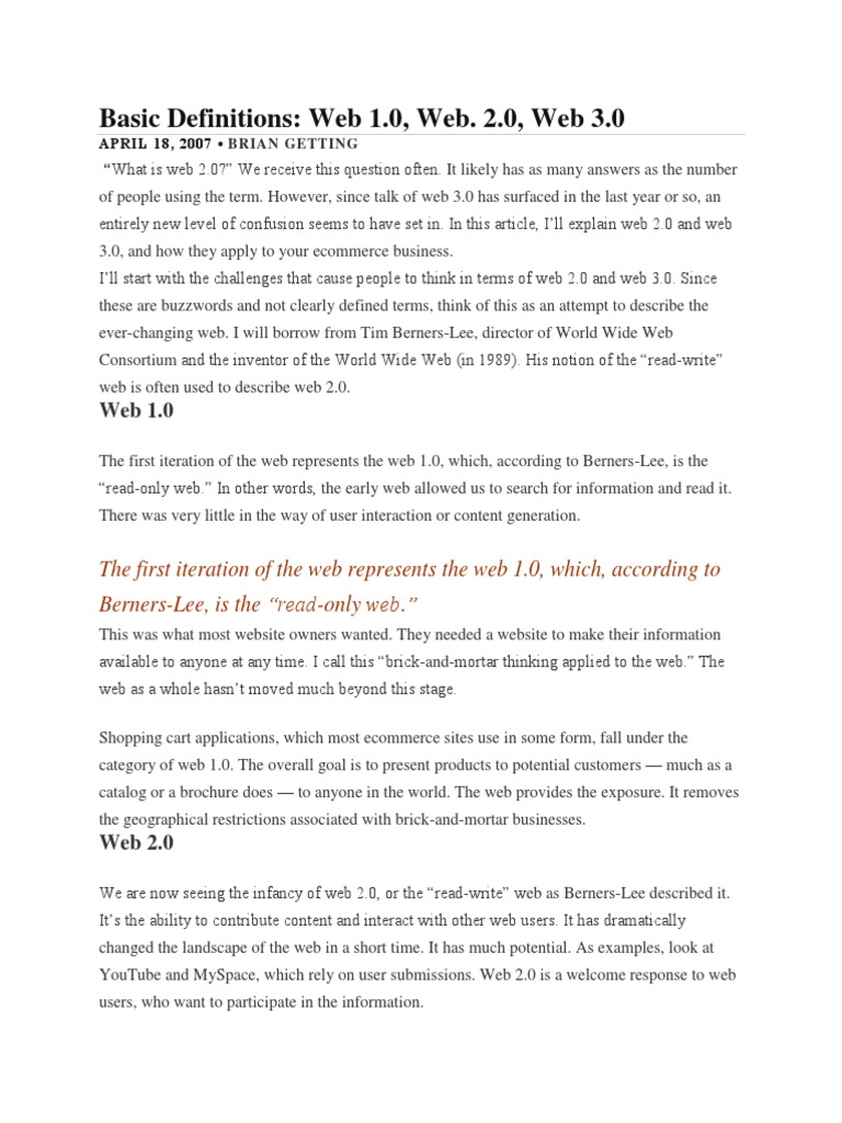 Basic Definitions of Web | PDF | Semantic Web | Web 2.0