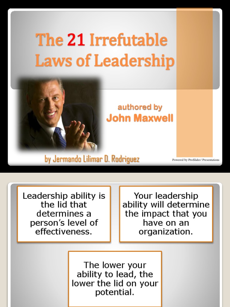21 Irrefutable Laws of Leadership | PDF | Leadership | Behavior ...