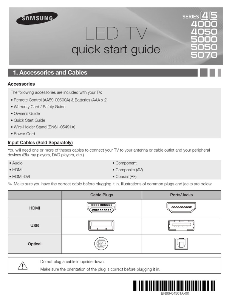 TV Setup Guide: Accessories & Connections | PDF | Hdmi | Cable Television