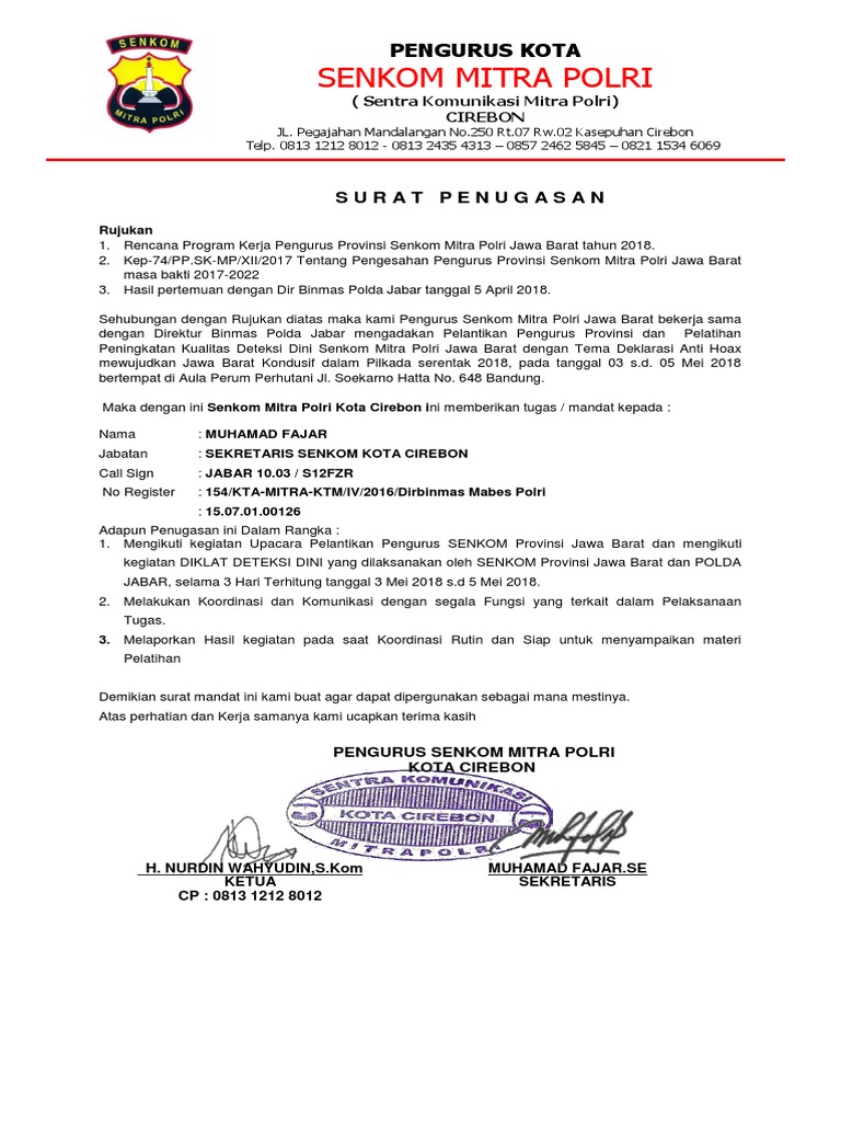 Surat Penugasan Diklat Ps 2018 Pak Fajar
