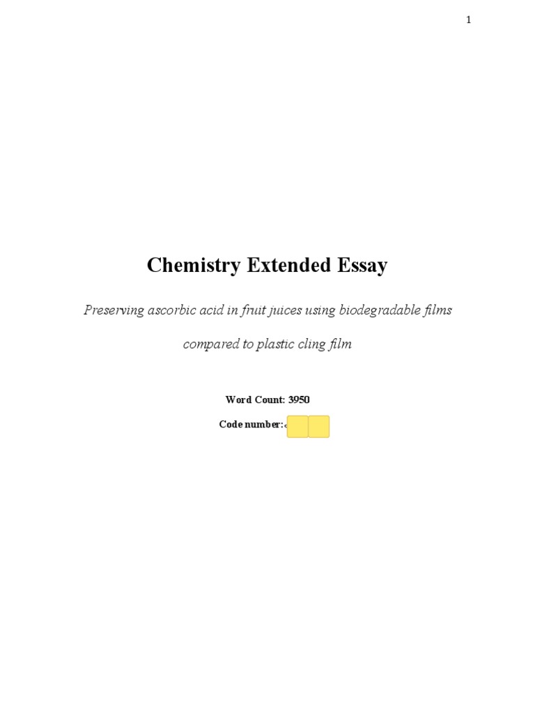 chemistry extended essay layout