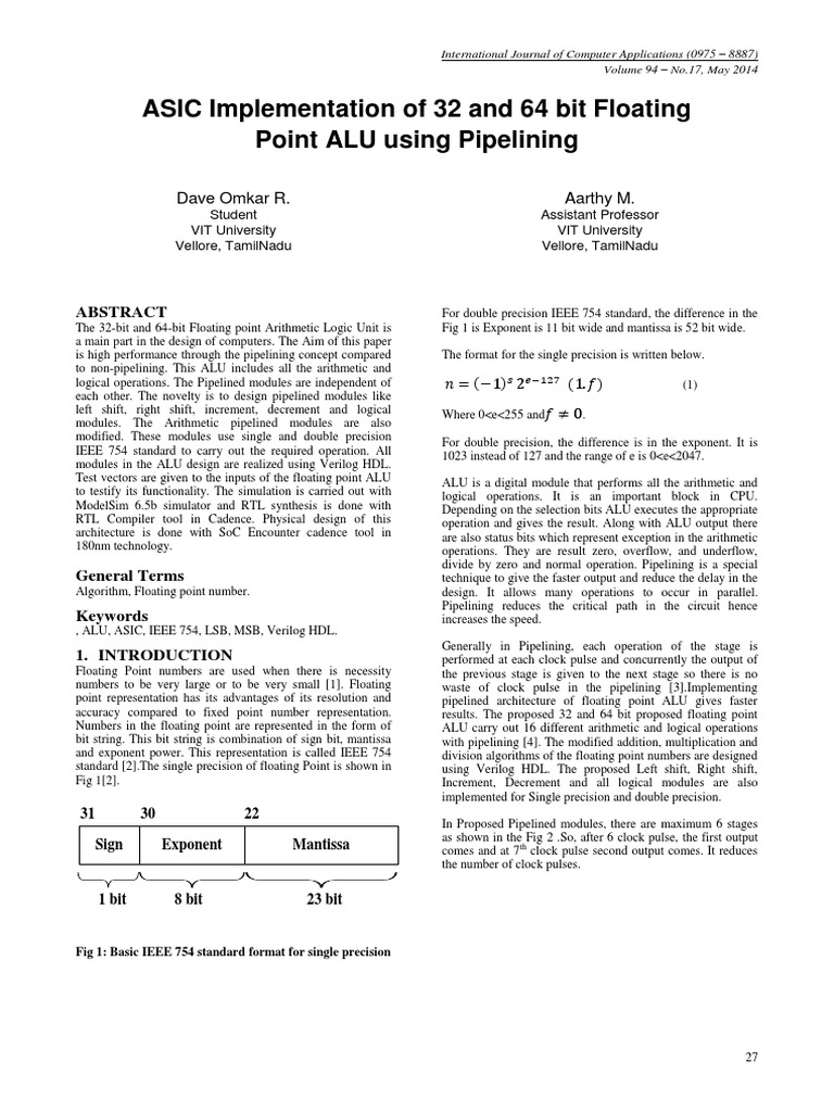 Floating Point ALU Design PDF | PDF | Hardware Description Language ...