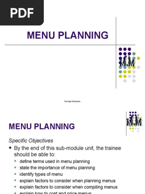 7. Menu Planning