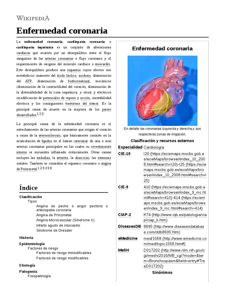 Enfermedad Coronaria | PDF | Infarto de miocardio | Aterosclerosis