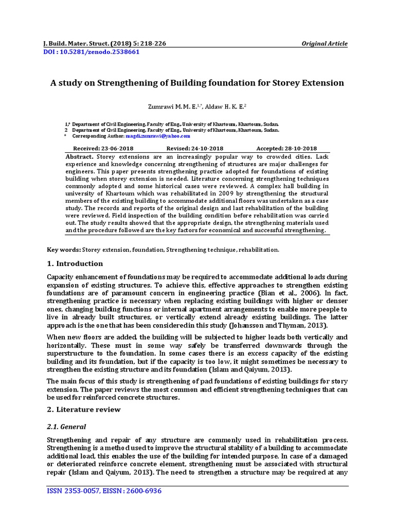 A Study On Strengthening of Building Foundation For Storey Extension ...