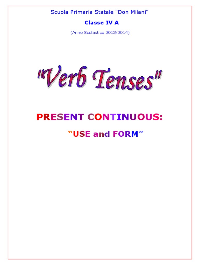 Present Continuous Tense Activities | PDF | Grammar
