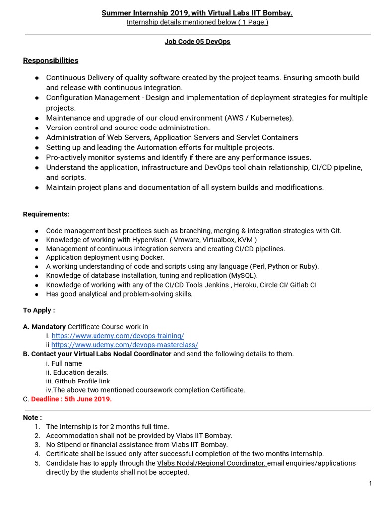 DevOps Summer Internship 2019 Details | PDF | Scripting Language ...