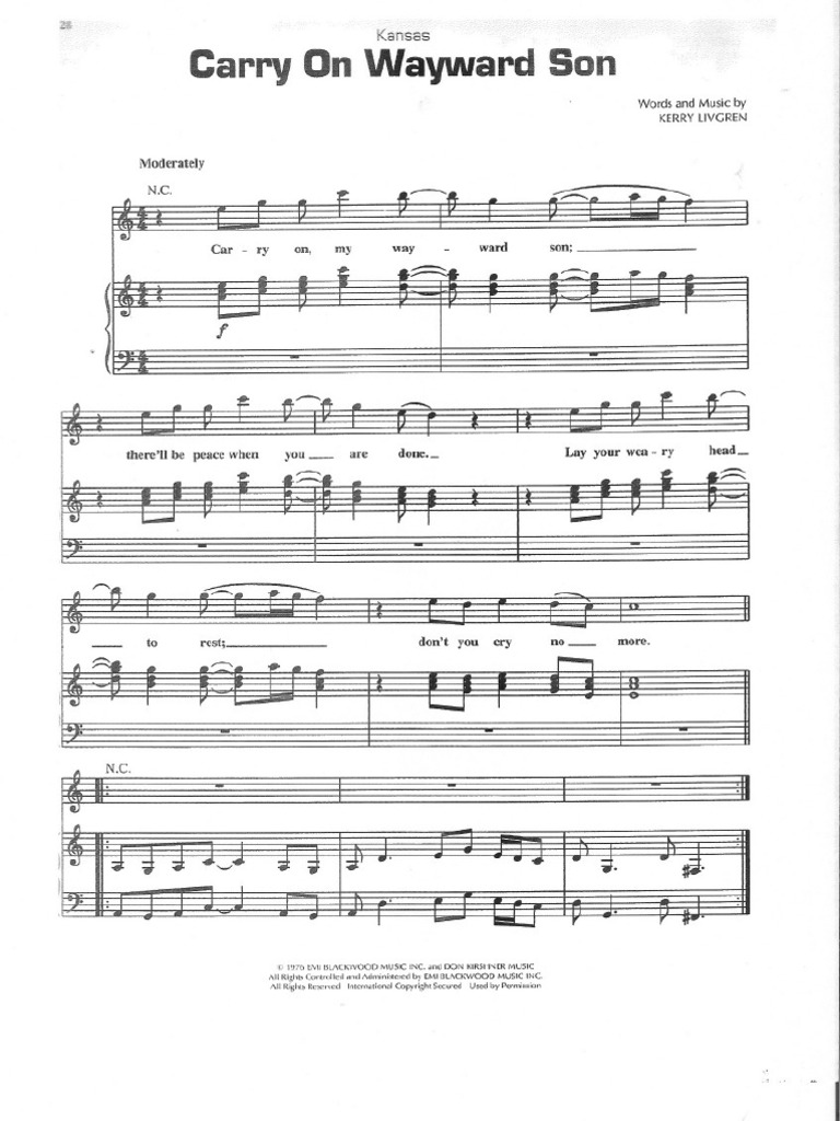 Carry On My Wayward Son Pdf
