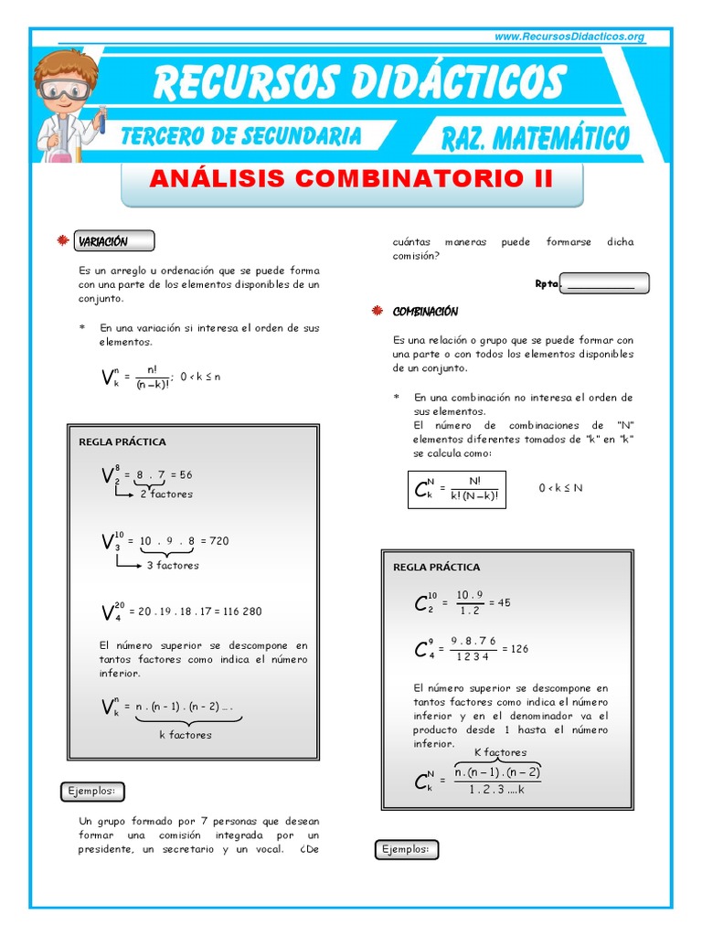 Analisis Combinatorio 2 para Tercero de Secundaria | PDF | Ocio | Deportes