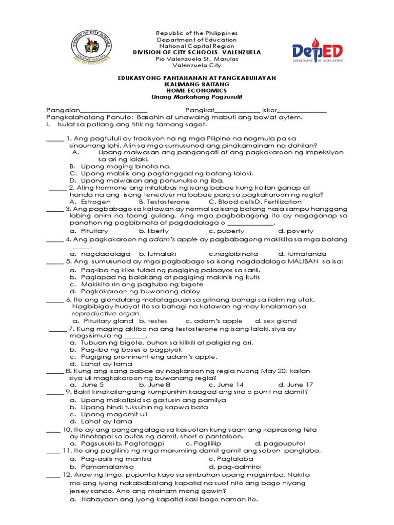 Epp5 q1 Periodical Test 2019 | PDF
