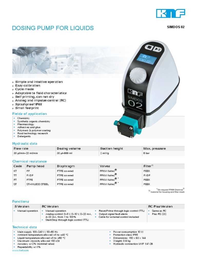 Dosing Pump For Liquids: Fields of Application | PDF | Liquids | Pump
