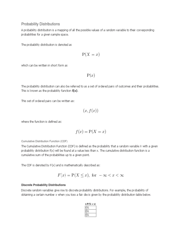 Probability Distributions: Cumulative Distribution Function (CDF) | PDF ...