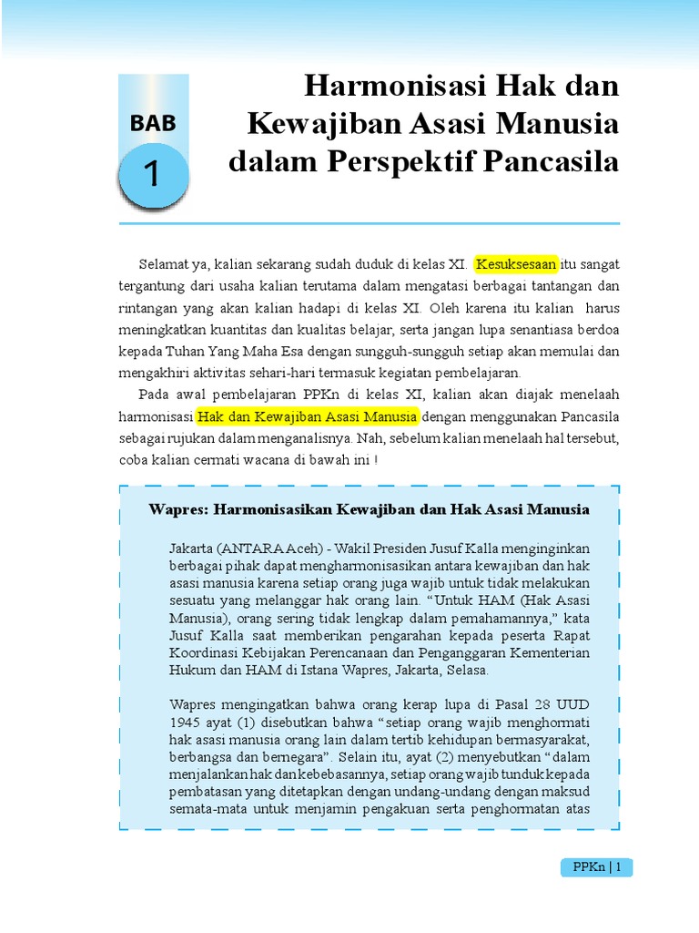 Harmonisasi Hak Dan Kewajiban Asasi Manusia Dalam Perspektif Pancasila