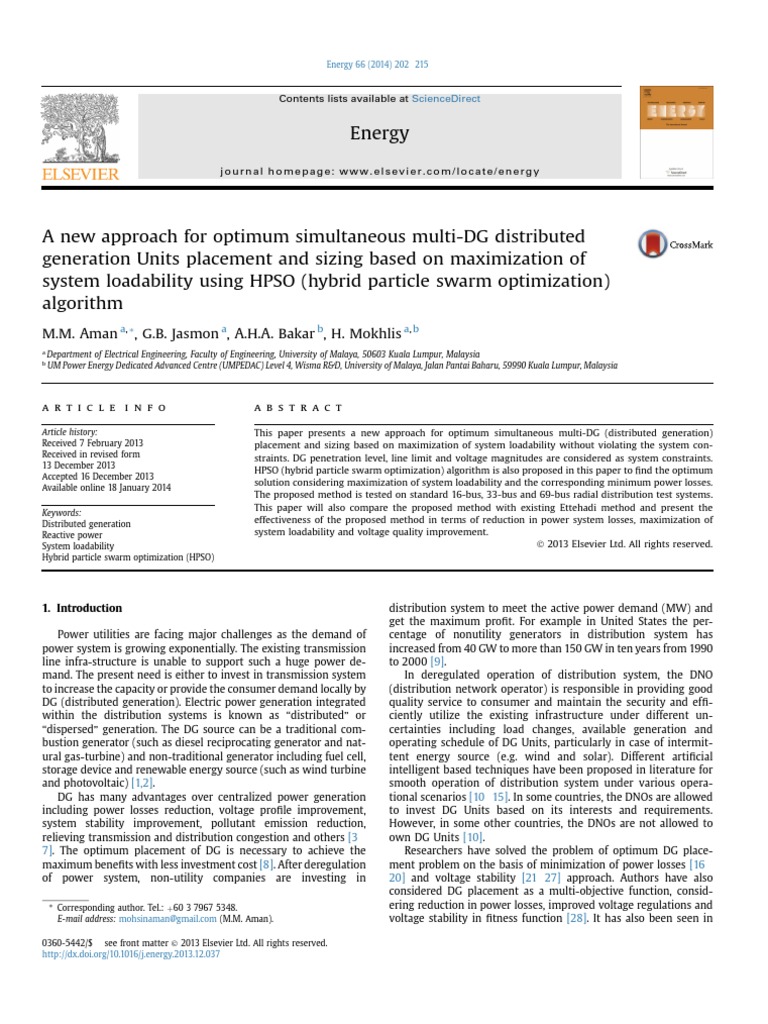 A New Approach For Optimum Simultaneous multi-DG Distributed PDF | PDF ...