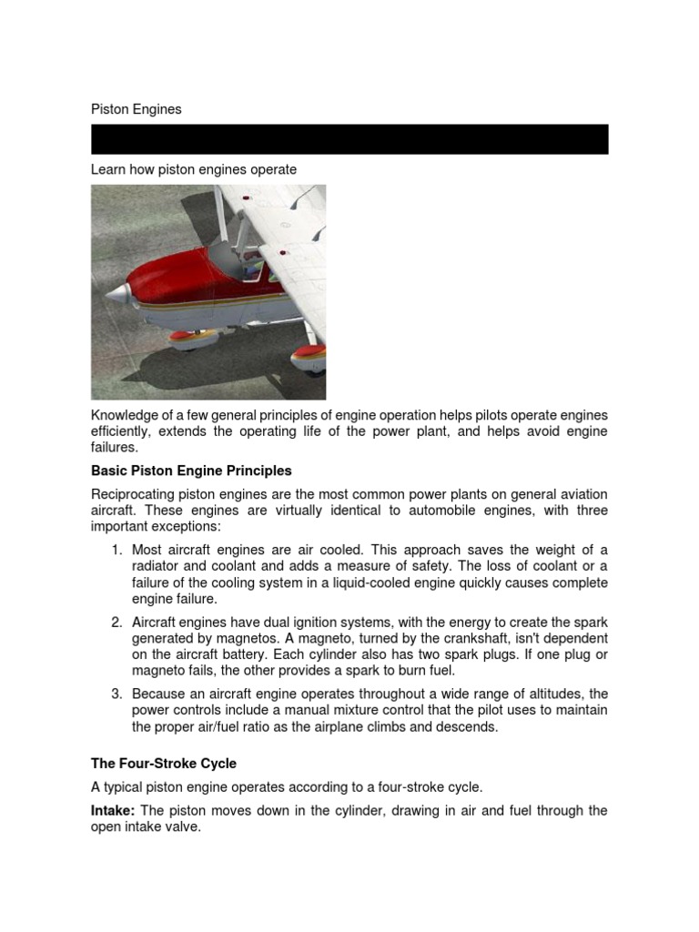Basic Piston Engine Principles | PDF | Carburetor | Internal Combustion ...