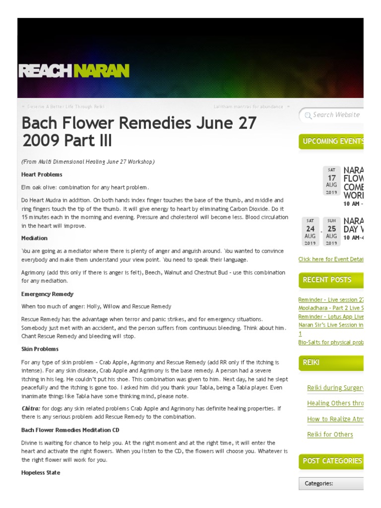 Bach Flower Remedies for Heart Problems, Mediation, Emergency