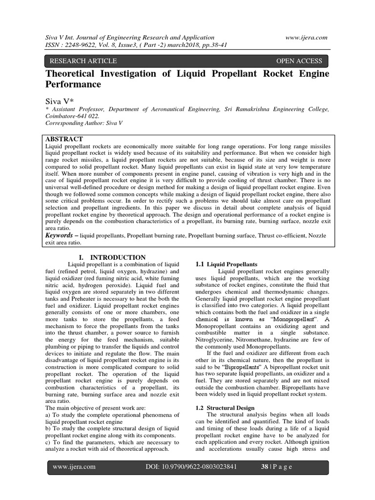 Liquid Propellant Rocket Engine Analysis | PDF | Rocket Engine | Rocket ...