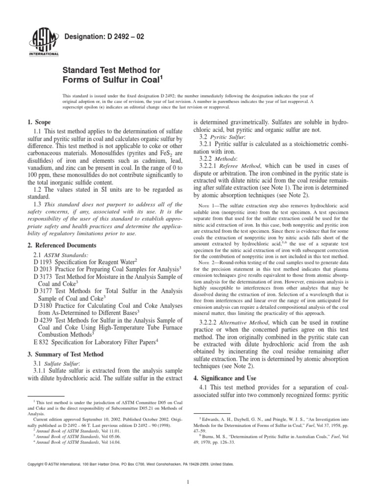D 2492 02 Rdi0oti PDF | PDF | Hydrochloric Acid | Iron