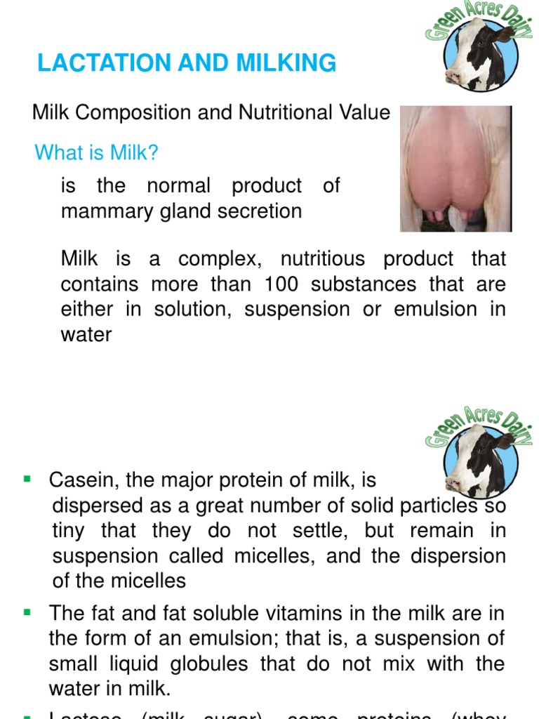 Lactation and Milking: Milk Composition and Nutritional Value | PDF ...
