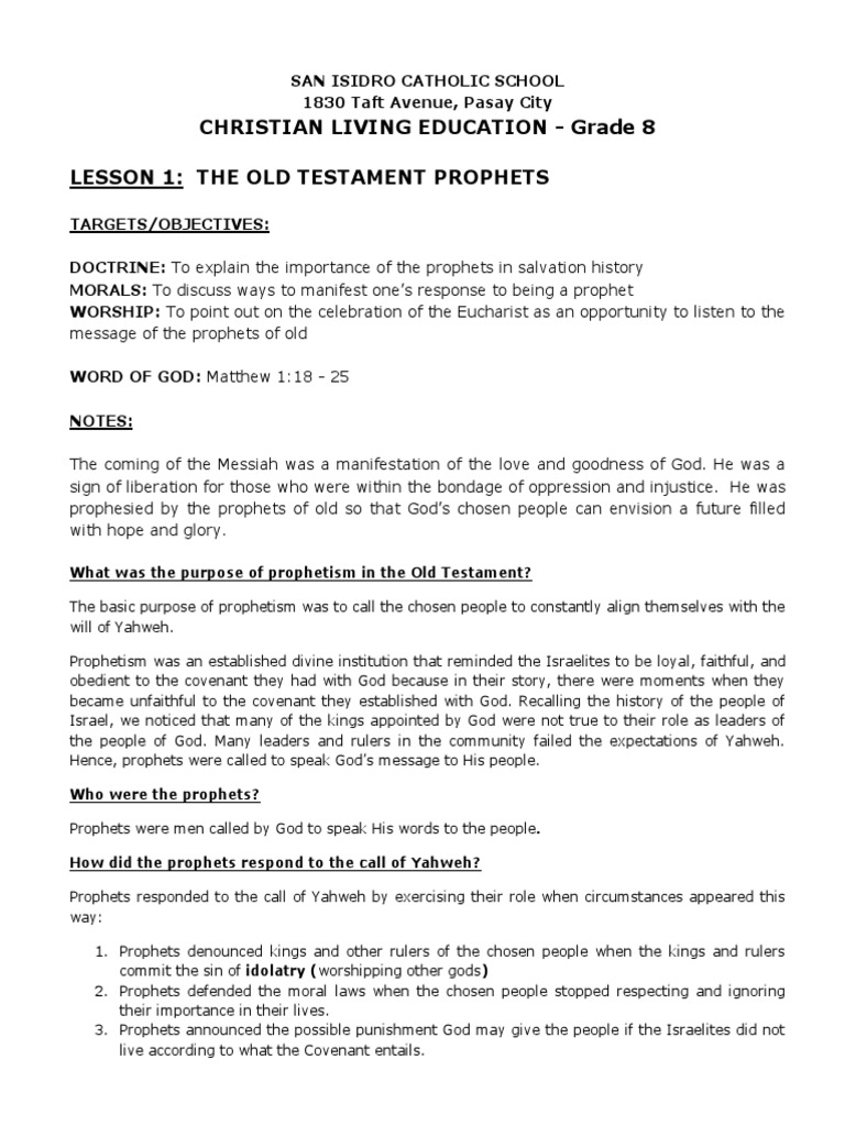 Old Testament Prophets in Salvation | PDF | Prophecy | Nevi'im