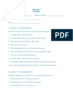 English 7 Reviewer Subject-Verb Agreement