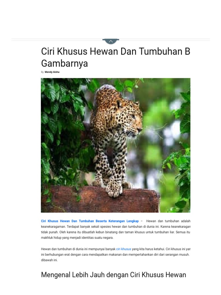  Ciri  Khusus Hewan  Dan  Tumbuhan 