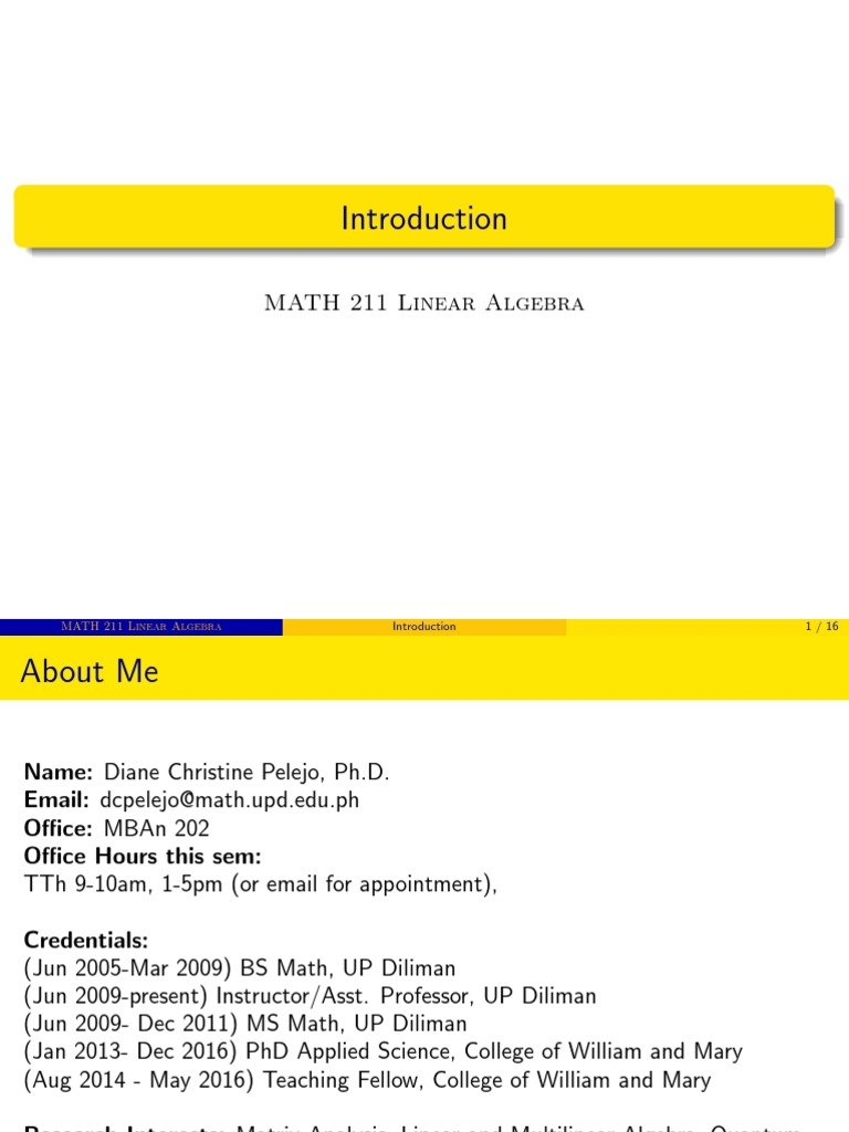 MATH 211 Linear Algebra Course Overview | PDF | Ring (Mathematics ...