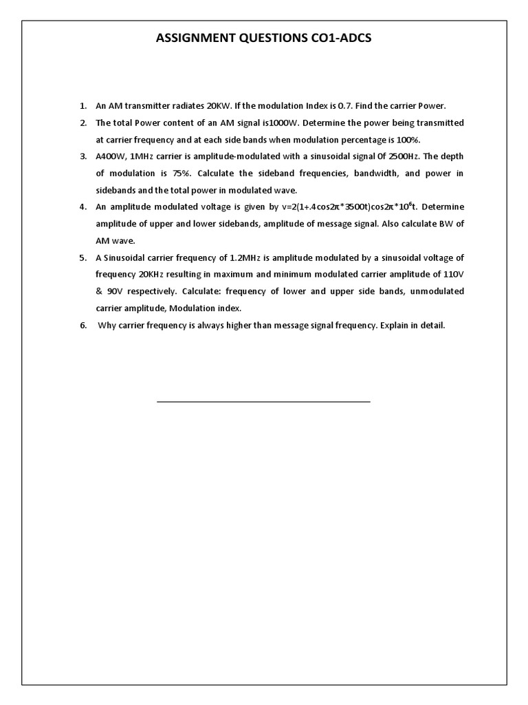 Assignment Questions Co1-Adcs | PDF | Technology & Engineering